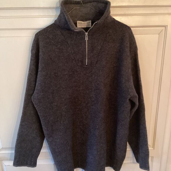 Highland Glen 100% Lambswool 1/4 Zip Pullover Sweater Sz 4 Large Gray - Picture 1 of 6